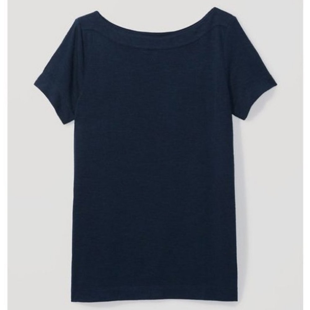 loft boatneck tee black short sleeve burnout tshirt xsp